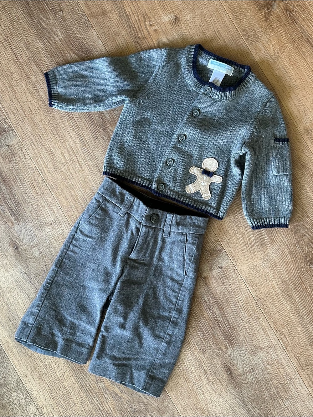 Janie and Jack 3–6M Holiday Gingerbread Cardigan & Dress Pants Set NWT